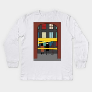 Only Murders In The Building Season 1 Fan Art, Caution Tape & Colored Windows Kids Long Sleeve T-Shirt